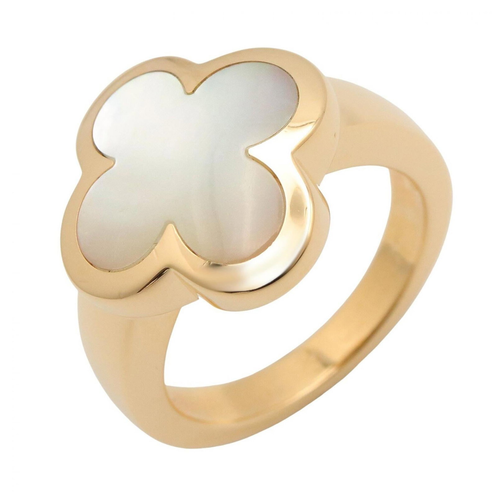 VAN CLEEF & ARPELS Band Ring Mother Of Pearl Yellow Gold (18K): VAN CLEEF & ARPELS Band Ring Mother Of Pearl Yellow Gold (18K) Mother of pearl and yellow gold (18K) come together in this elegant band ring from Van Cleef & Arpels. The item features a blue color