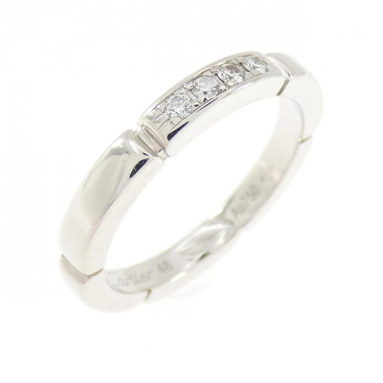 CARTIER Band Ring White Gold (18K): CARTIER Band Ring White Gold (18K) Cartier Band Ring White Gold (18K) - A stylish and elegant band ring featuring white gold (18K) and a diamond stone. This gently used ring is in very good condition 