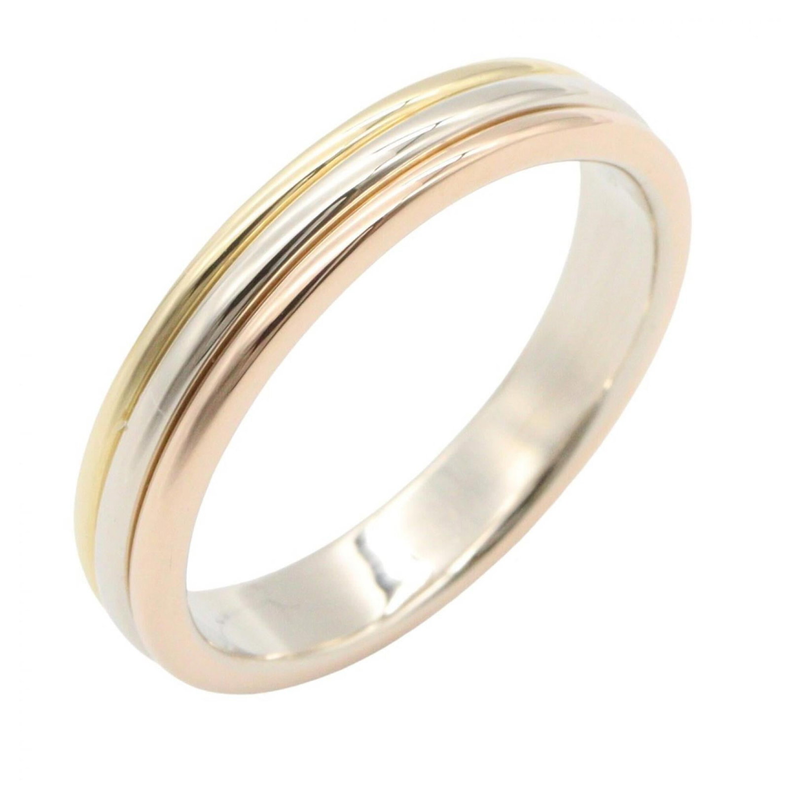 CARTIER Band Ring Pink Gold (18K) White Gold (18K) Yellow Gold (18K): CARTIER Band Ring Pink Gold (18K) White Gold (18K) Yellow Gold (18K) Pink gold, white gold, and yellow gold come together in this elegant Cartier band ring, available in 18K. This like-new used ring b