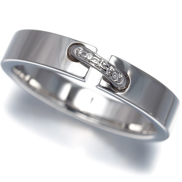 Chaumet Ring Diamond Liens Eu51 18K 750 White Gold: Chaumet Ring Diamond Liens Eu51 18K 750 White Gold Chaumet's 18k white gold ring features a natural diamond set in a beautiful design, part of the Liens collection. The ring boasts a classic band