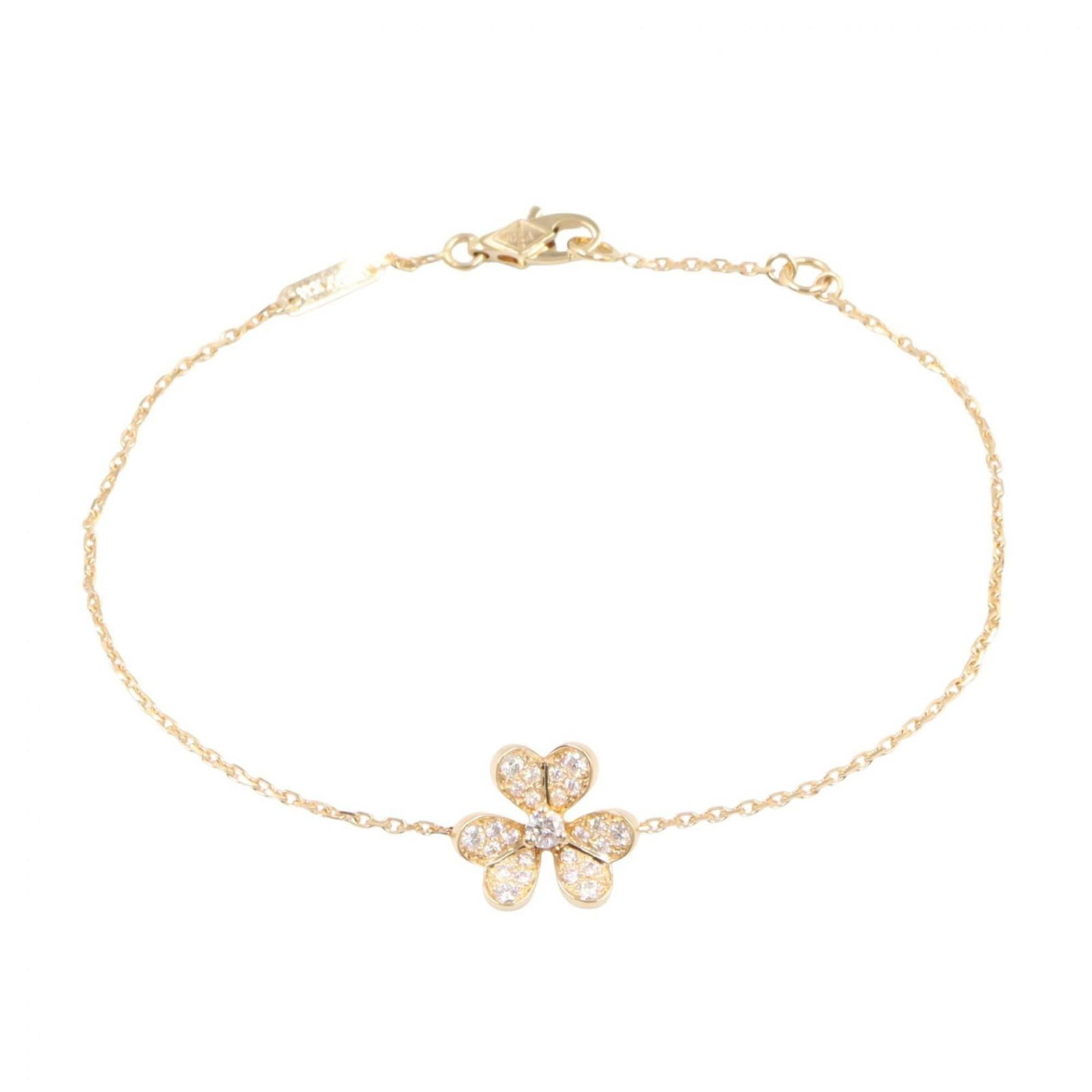 VAN CLEEF & ARPELS Charm Bracelet Yellow Gold (18K): VAN CLEEF & ARPELS Charm Bracelet Yellow Gold (18K) Yellow gold (18K) charm bracelet from Van Cleef & Arpels, featuring a clear and yellow gold design, in like new used condition with only the faintes
