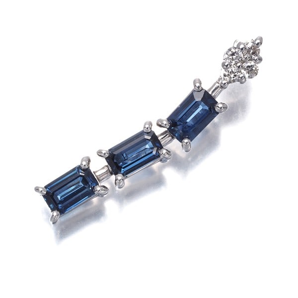 Sapphire 0.89Ct Diamond 0.07Ct Drop Pendant 18K 750 White Gold: Sapphire 0.89Ct Diamond 0.07Ct Drop Pendant 18K 750 White Gold The 0.89ct sapphire and 0.07ct diamond drop pendant is a striking piece of jewelry featuring a natural sapphire as the main stone, surrou