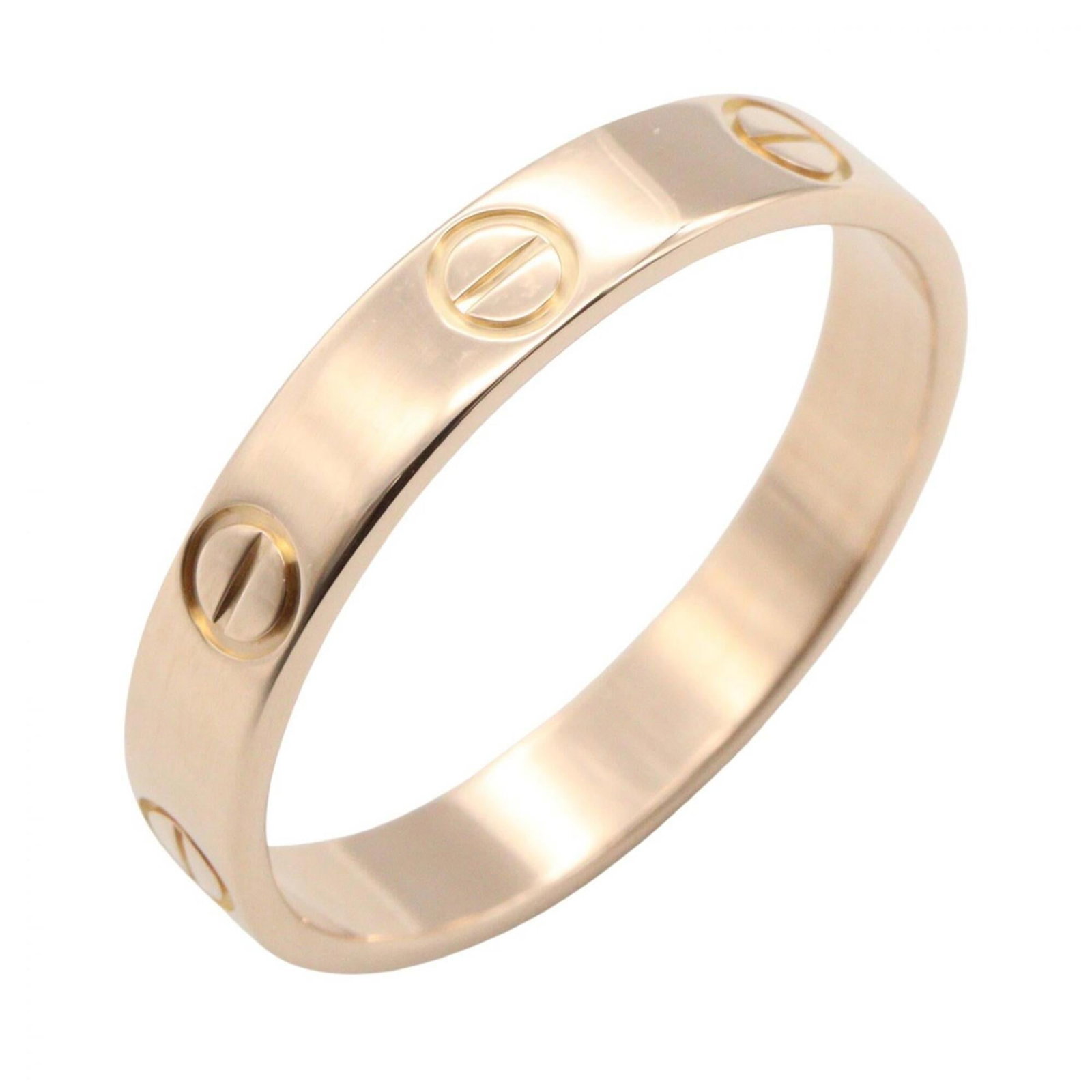 CARTIER Band Ring Pink Gold (18K): CARTIER Band Ring Pink Gold (18K) Pink gold (18K) Cartier band ring, a delicate and elegant accessory, is available in a US size 8. Gently used with minor signs of wear, this ring features a subtle pi