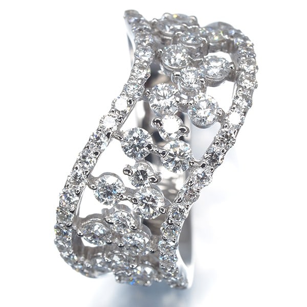 Diamond 1.50Ct Openwork Wave Ring 900 Platinum - 2