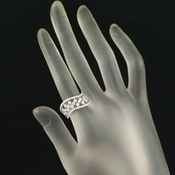 Diamond 1.50Ct Openwork Wave Ring 900 Platinum - 4