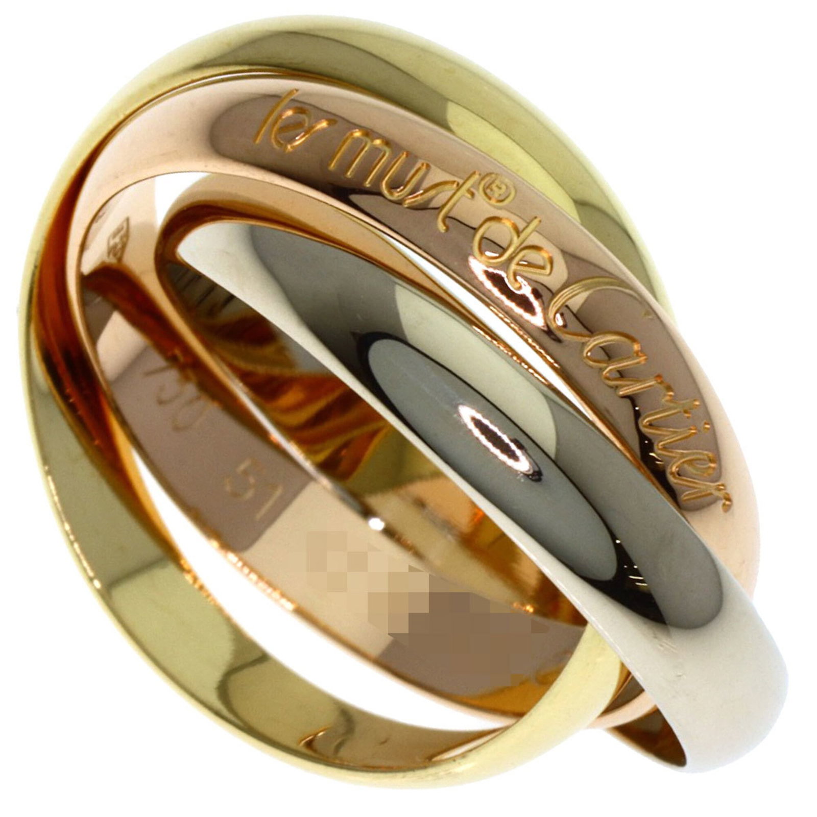 CARTIER Band Ring Pink Gold (18K) White Gold (18K) Yellow Gold (18K): CARTIER Band Ring Pink Gold (18K) White Gold (18K) Yellow Gold (18K) Pink gold, white gold, and yellow gold come together in this elegant Cartier band ring, available in 18K. The ring features a class