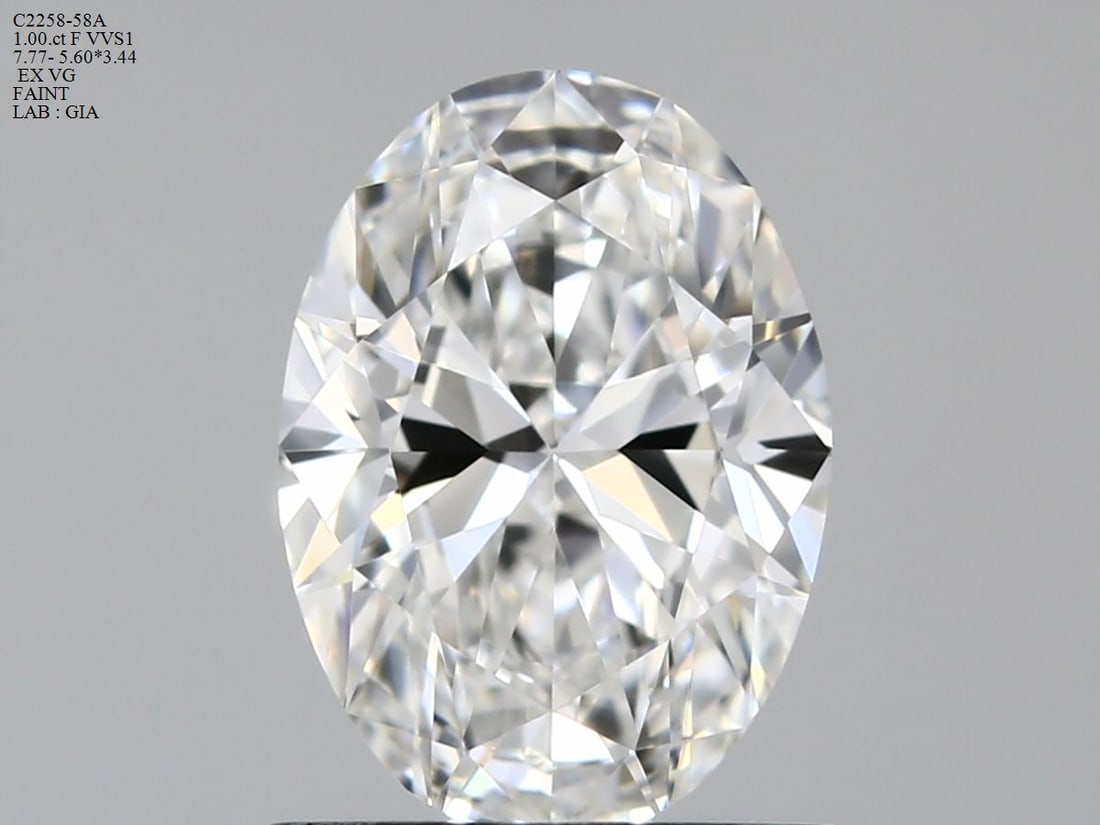 GIA Oval 1.0ct F VVS1 - Loose Natural Diamond: GIA Oval 1.0ct F VVS1 - Loose Natural Diamond GIA Oval 1.0ct F VVS1 - Loose Natural Diamond.This oval-cut diamond boasts exceptional clarity, with a VVS1 grade indicating minimal inclusions. Its F