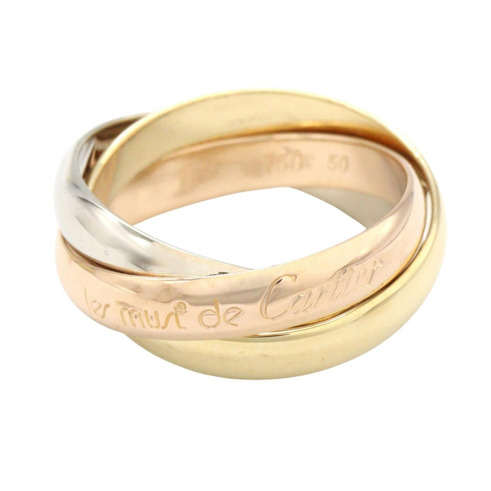 CARTIER Band Ring Pink Gold (18K) White Gold (18K) Yellow Gold (18K): CARTIER Band Ring Pink Gold (18K) White Gold (18K) Yellow Gold (18K) Pink gold, white gold, and yellow gold come together in this elegant band ring from Cartier, available in 18K. The item features a