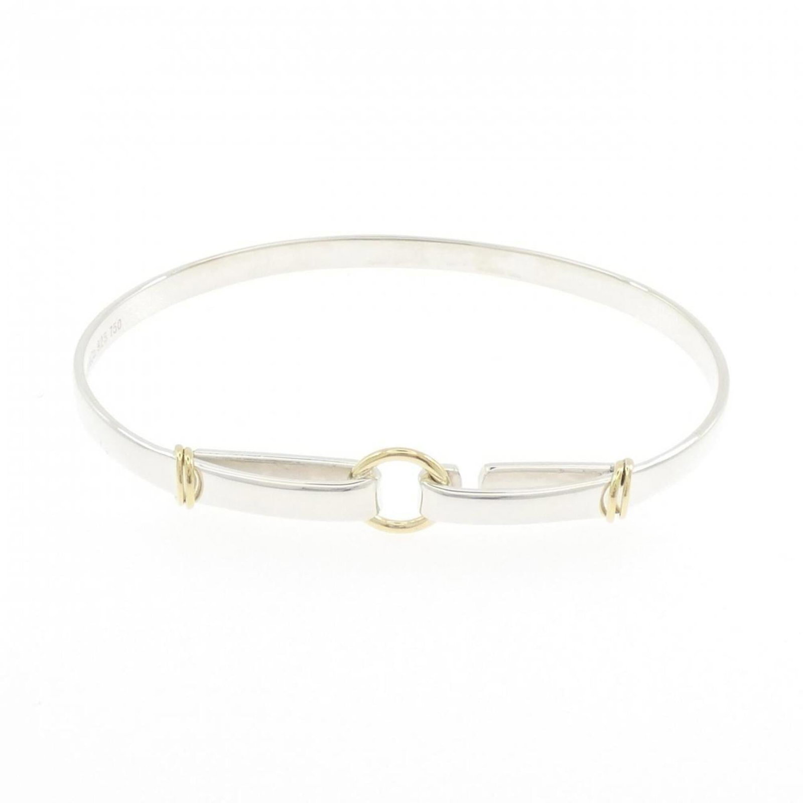 TIFFANY Bangle Silver 925 Yellow Gold (18K): TIFFANY Bangle Silver 925 Yellow Gold (18K) Silver 925 and 18K yellow gold bangle from Tiffany, measuring 17.5cm in length, in like new condition with no visible wear. The bangle features a subtle yel