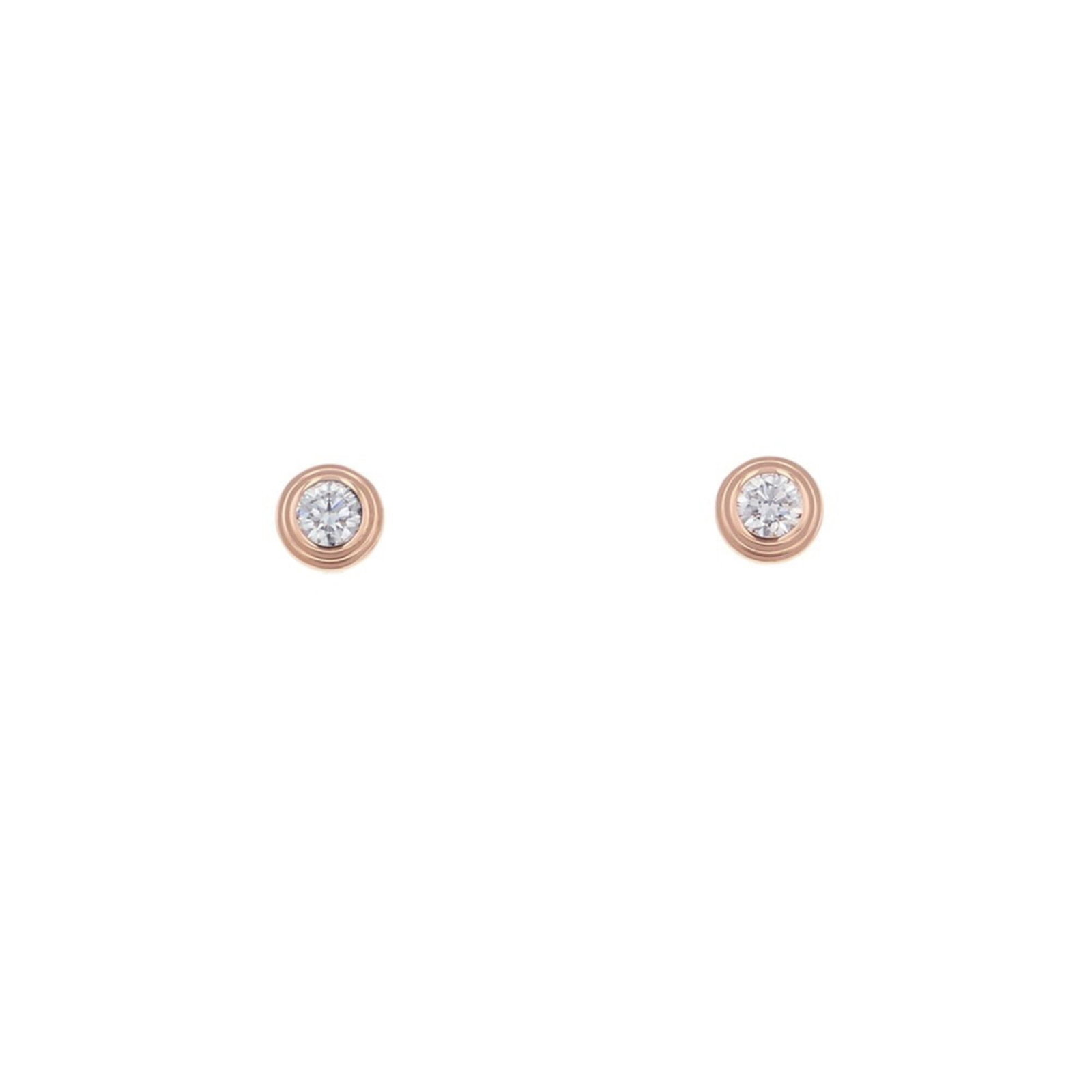 CARTIER Stud Earrings Pink Gold (18K): CARTIER Stud Earrings Pink Gold (18K) Stud earrings in pink gold (18K) feature a diamond weighing 0.08 carats. The 3.7mm diameter diamond is set in a small, elegant design. Gently used with minor sign