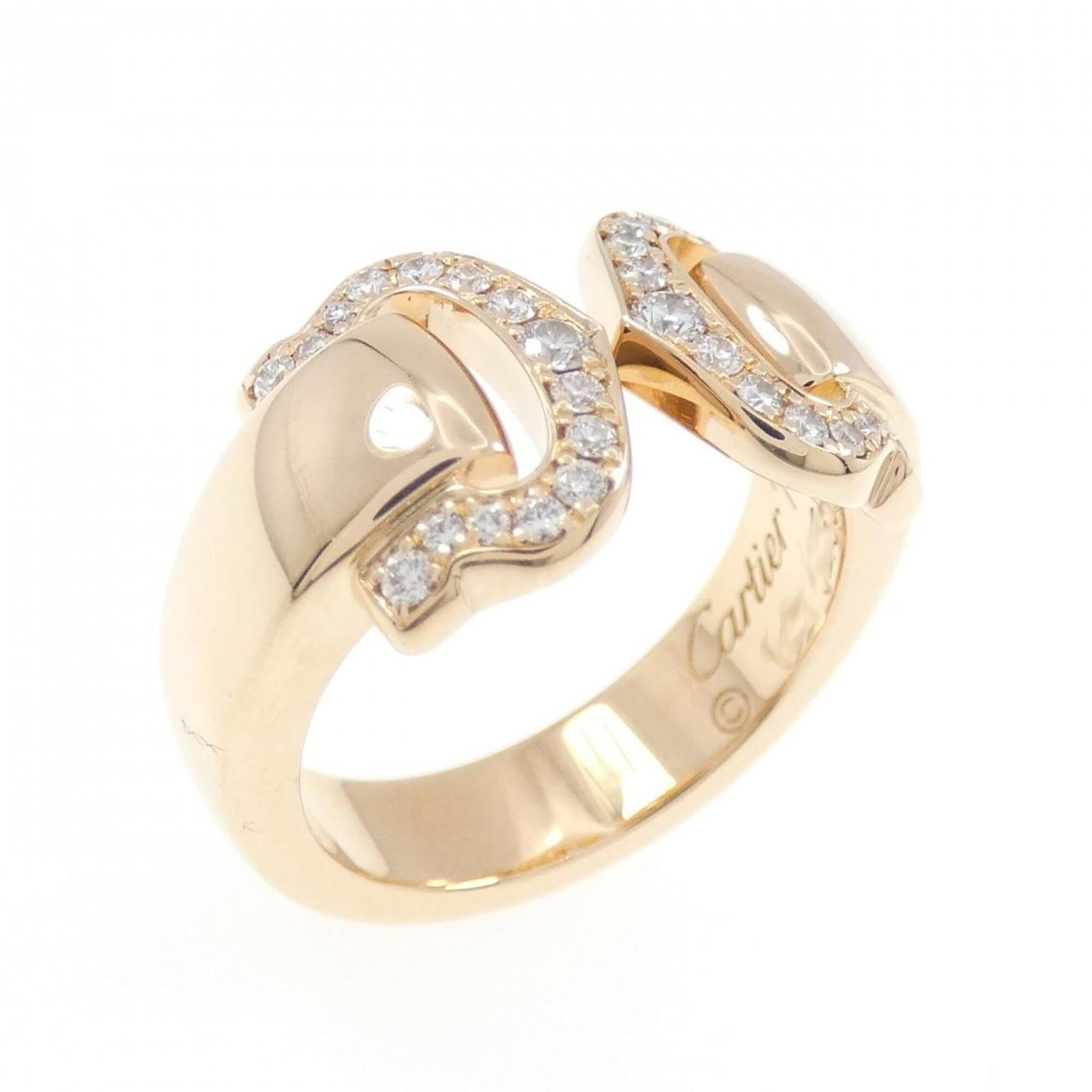 CARTIER Band Ring Pink Gold (18K): CARTIER Band Ring Pink Gold (18K) Pink gold (18K) band ring from Cartier, featuring a diamond stone, available in a US size 3.5. The ring is in very good condition, gently used with minor signs of