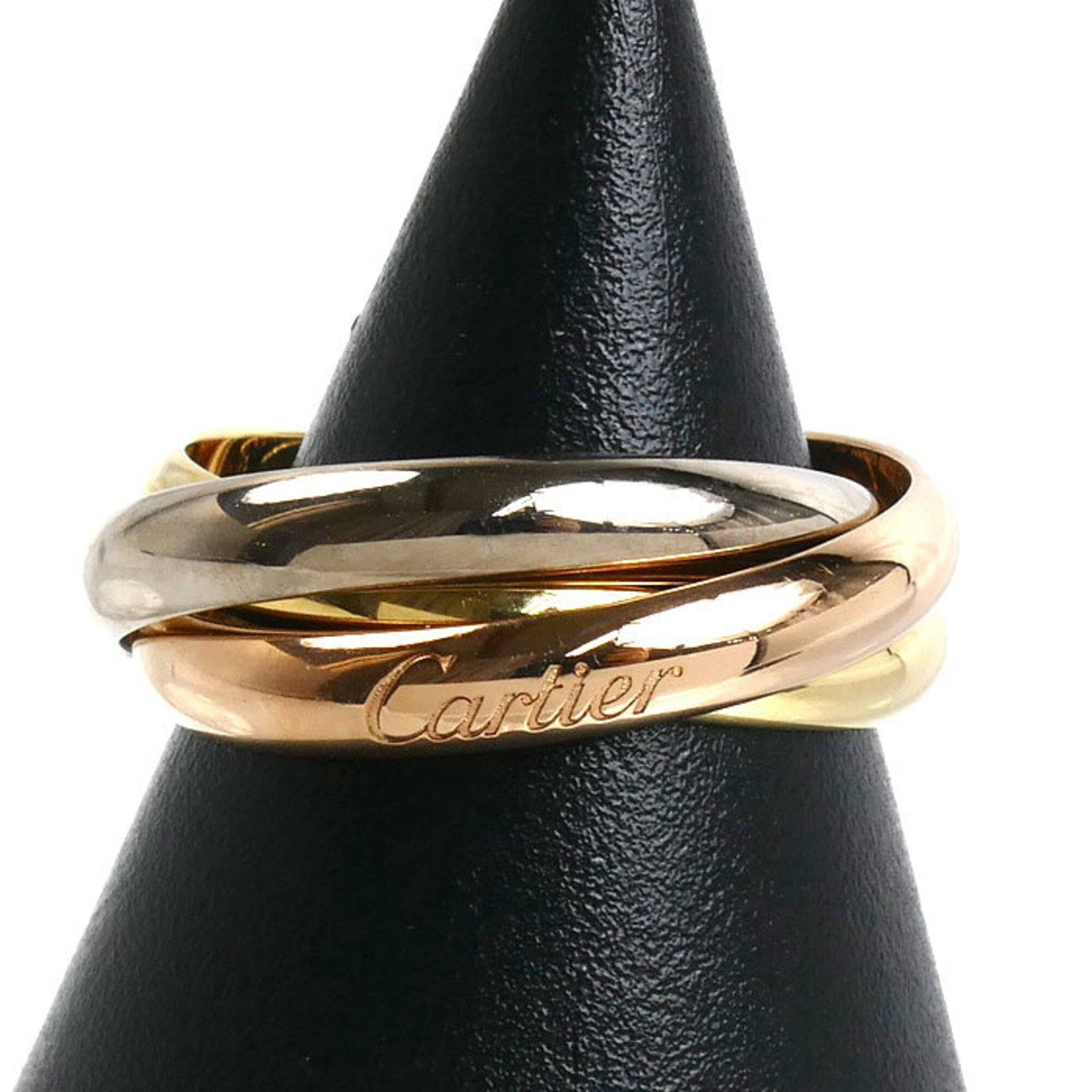 CARTIER Band Ring Pink Gold (18K) White Gold (18K) Yellow Gold (18K): CARTIER Band Ring Pink Gold (18K) White Gold (18K) Yellow Gold (18K) Pink gold, white gold, and yellow gold combine in this elegant Cartier band ring, crafted in 18K purity. The item bears a