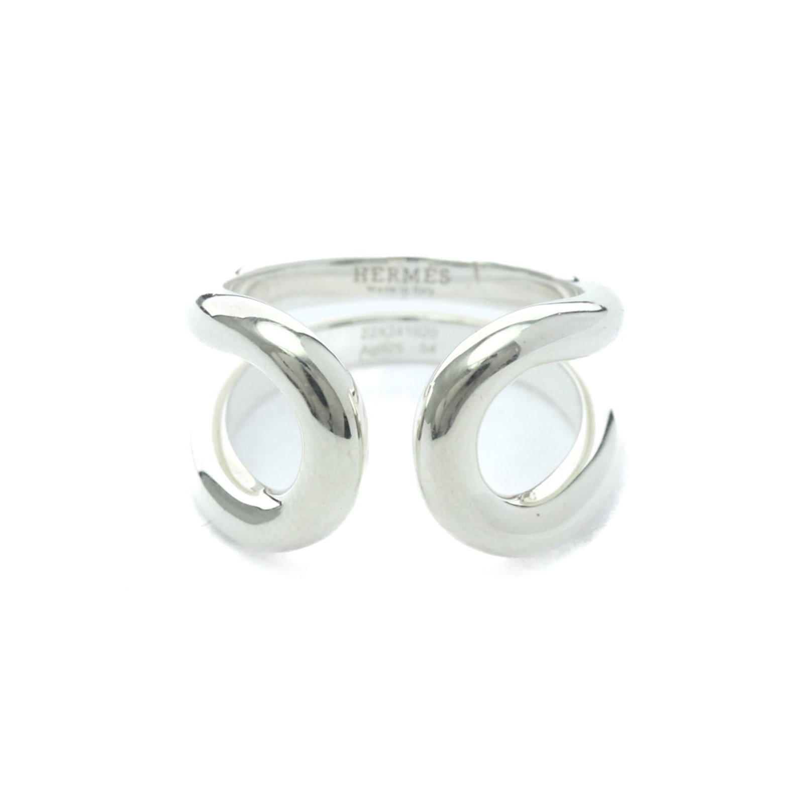 HERMES Band Ring Silver 925: HERMES Band Ring Silver 925 Silver 925 band ring from Hermes, a fashion accessory with a 54 US size and 6 3/4 width, featuring a 12.5mm width and 6.8g weight. This gently used item has minor signs of 