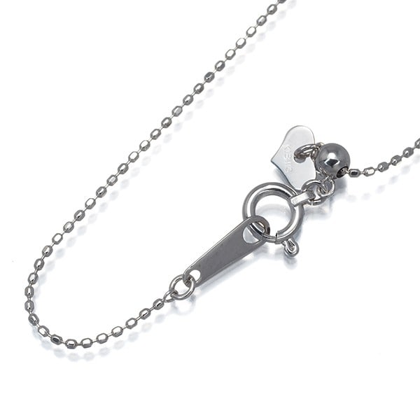 Cut Ball Bead Chain Necklace 45Cm 18K 750 White Gold: Cut Ball Bead Chain Necklace 45Cm 18K 750 White Gold 18k white gold chain necklace with a 45cm adjustable length, perfect for adding a touch of elegance to any outfit. This 18k gold chain features a s