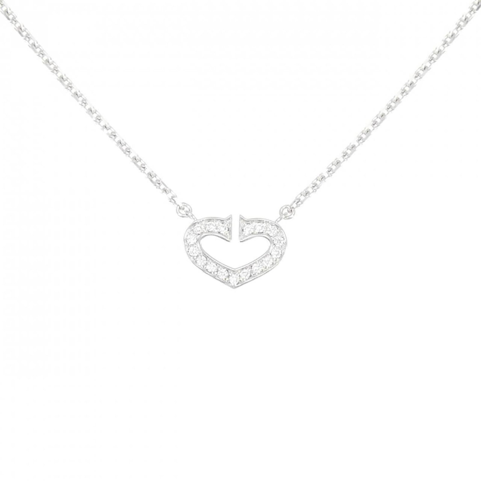 CARTIER White Gold (18K): CARTIER White Gold (18K) White gold (18K) Cartier necklace features a pendant with a size of 8.9mm x 12.3mm, set on a 39 cm / 15.35'' chain. The item is in like new condition, with only the faintest t