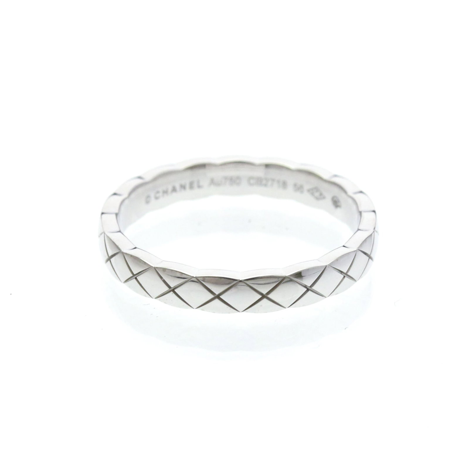 CHANEL Band Ring White Gold (18K): CHANEL Band Ring White Gold (18K) White gold band ring from CHANEL's Coco Crush collection, crafted in 18K purity for a sleek and sophisticated look. Measuring 3.1mm in width, this ring features a