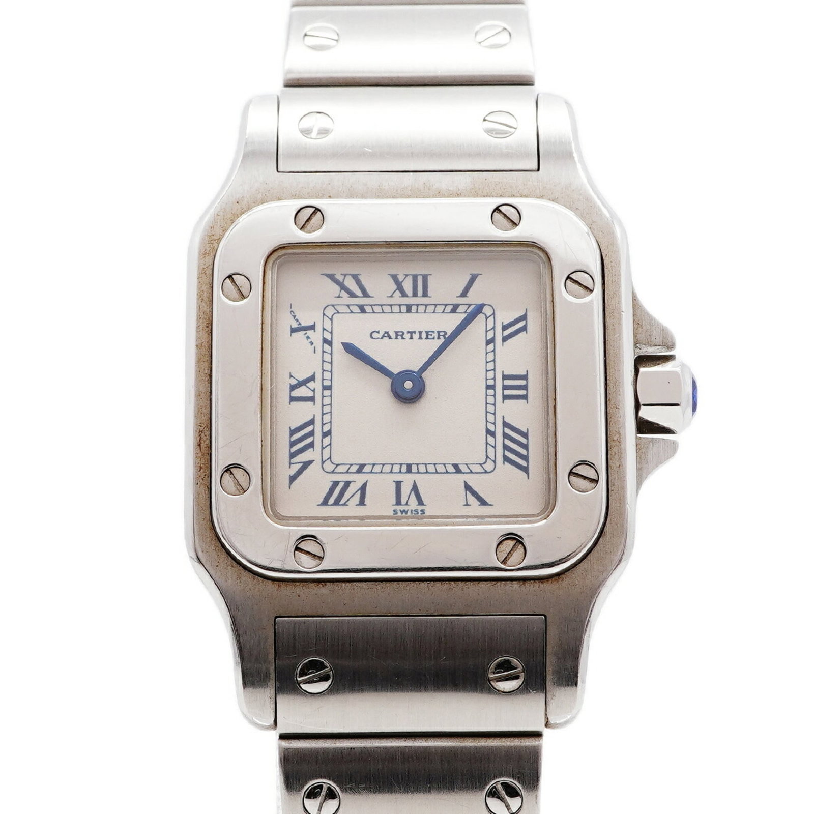 CARTIER Wristwatch Stainless Steel: CARTIER Wristwatch Stainless Steel Stainless steel band adds a touch of sophistication to this ivory Cartier wristwatch, featuring a quartz movement and 23.6mm case diameter. The watch bears visible