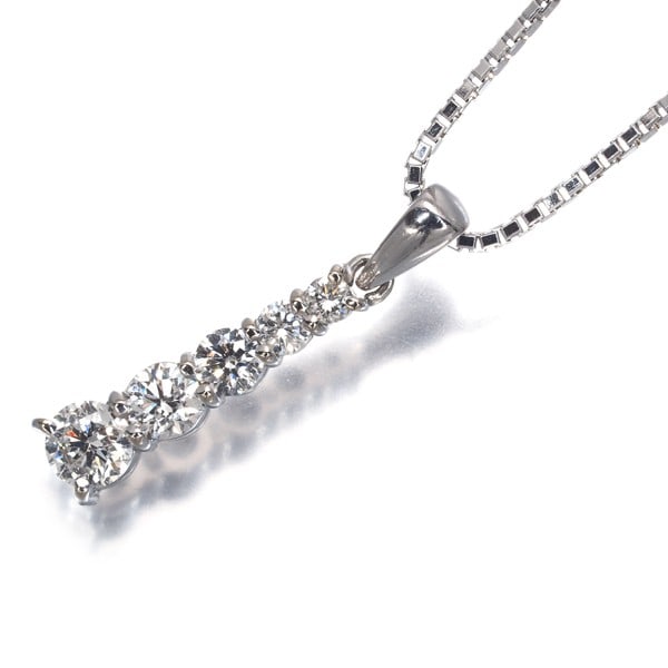 Diamond 0.23Ct/0.33Ct 5P Necklace 18K 750 White Gold (1 of 4)