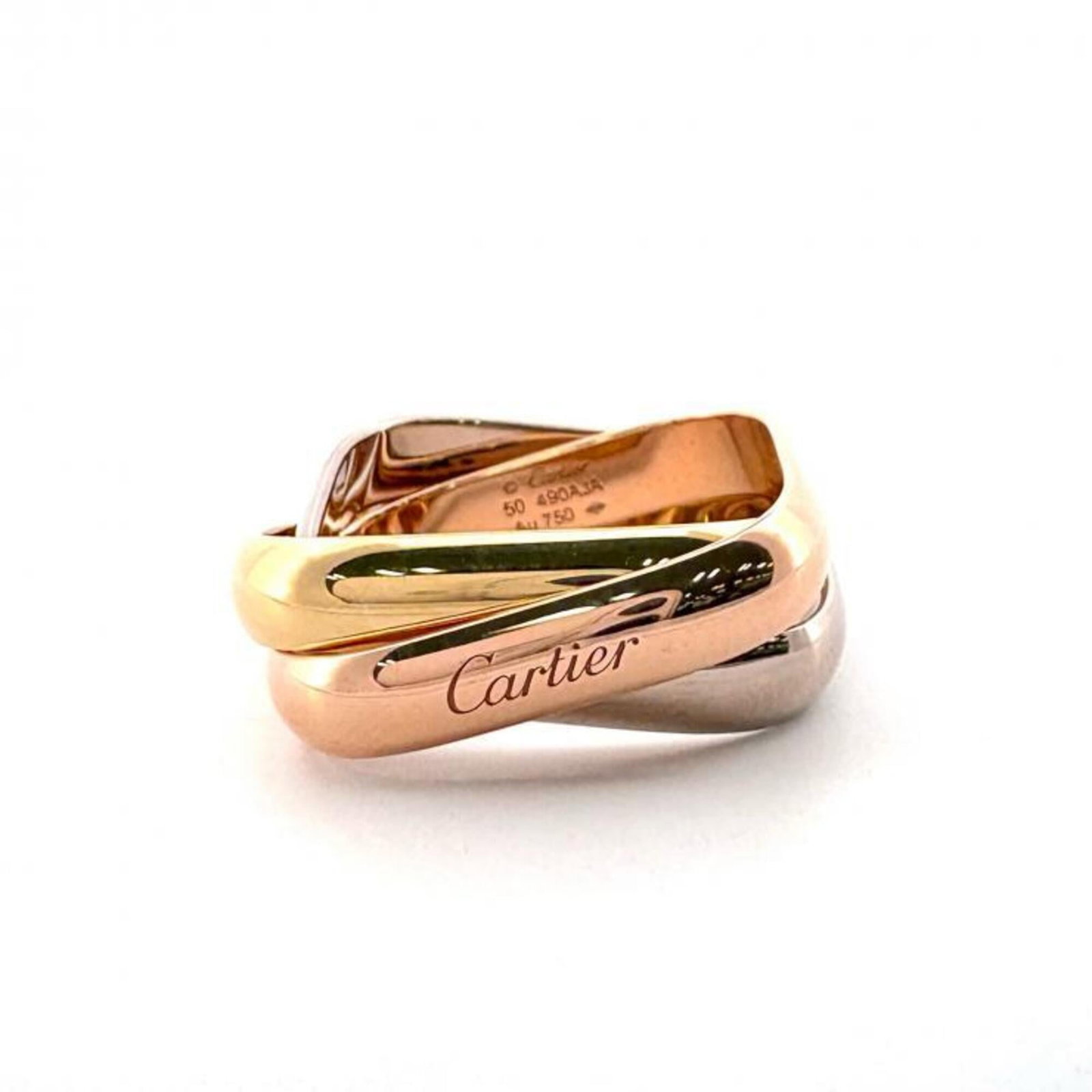 CARTIER Band Ring Pink Gold (18K) White Gold (18K) Yellow Gold (18K): CARTIER Band Ring Pink Gold (18K) White Gold (18K) Yellow Gold (18K) Pink gold, white gold, and yellow gold come together in this 18K band ring, a classic Cartier design. The item bears visible signs 