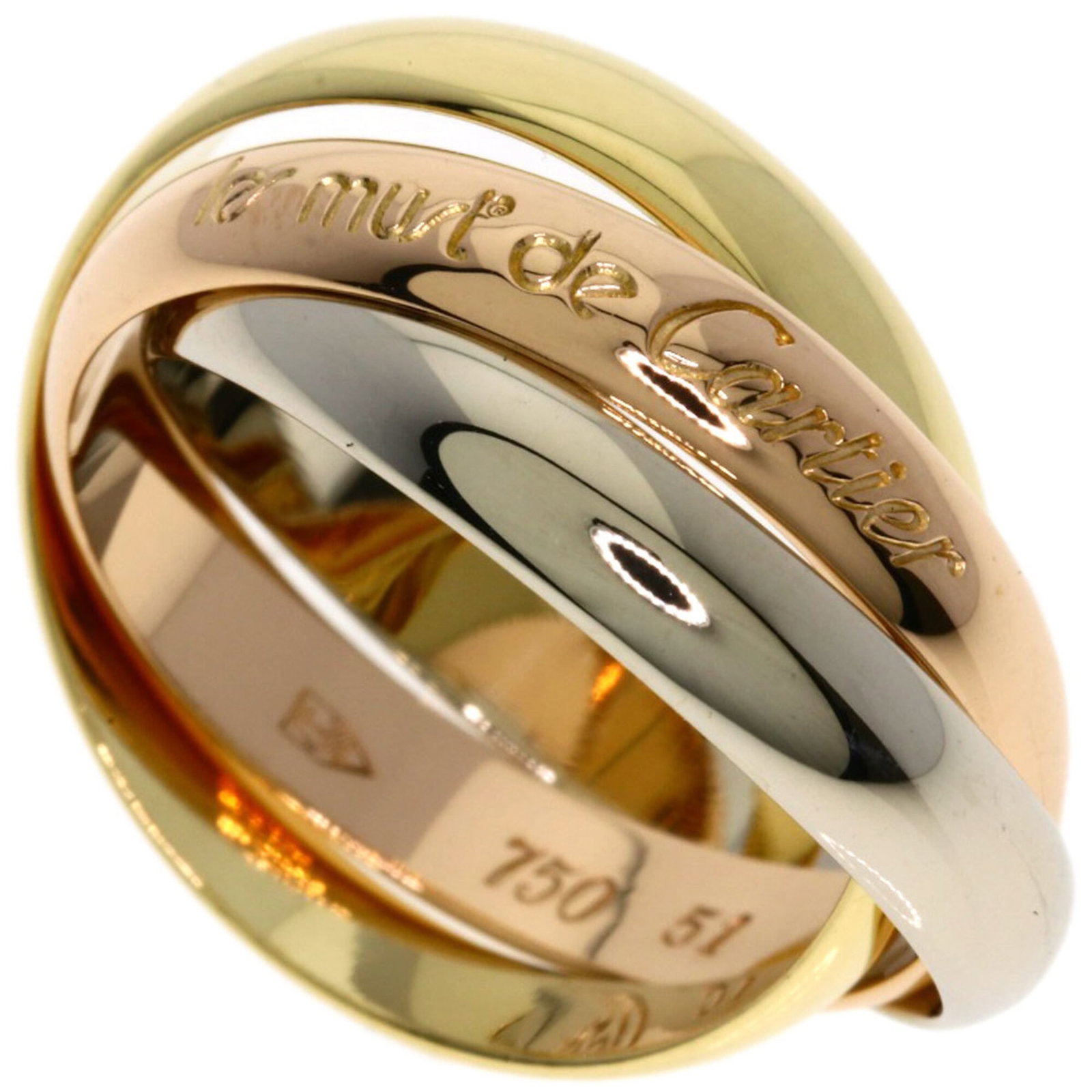 CARTIER Band Ring Pink Gold (18K) White Gold (18K) Yellow Gold (18K): CARTIER Band Ring Pink Gold (18K) White Gold (18K) Yellow Gold (18K) Pink gold, white gold, and yellow gold come together in this elegant Cartier band ring, available in 18K. The ring features a class
