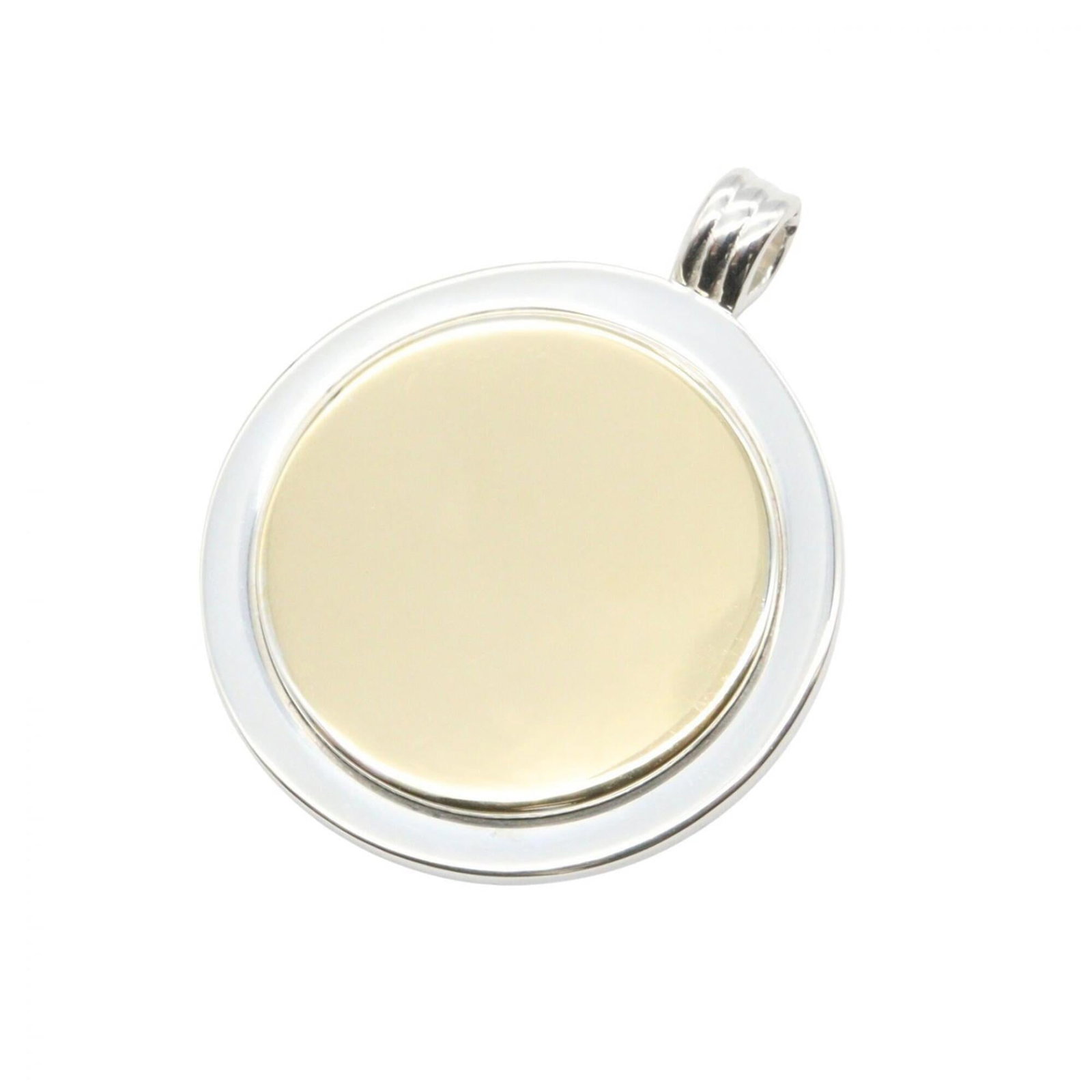 TIFFANY Stainless Steel Yellow Gold (18K): TIFFANY Stainless Steel Yellow Gold (18K) Stainless steel and 18K yellow gold combine in this elegant Tiffany necklace, featuring a 28mm x 24mm pendant that adds a touch of sophistication to any