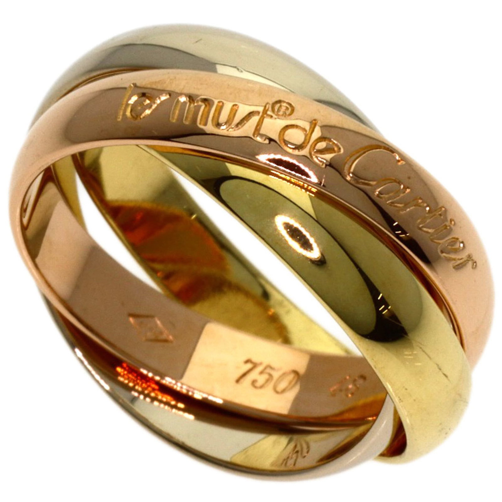 CARTIER Band Ring Pink Gold (18K) White Gold (18K) Yellow Gold (18K): CARTIER Band Ring Pink Gold (18K) White Gold (18K) Yellow Gold (18K) Pink gold (18K), white gold (18K), and yellow gold (18K) come together in this elegant Cartier band ring, offering a unique blend