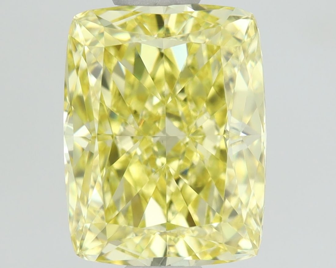 GIA Cushion Brilliant 1.01ct Fancy Intense Yellow VVS2 - Loose Natural Diamond: GIA Cushion Brilliant 1.01ct Fancy Intense Yellow VVS2 - Loose Natural Diamond GIA certifies this 1.01ct Fancy Intense Yellow VVS2 diamond, showcasing its exceptional clarity and vibrant color. Its