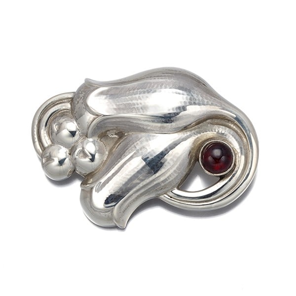 Georg Jensen Brooch Garnet 100B 925 Sterling Silver (1 of 4)