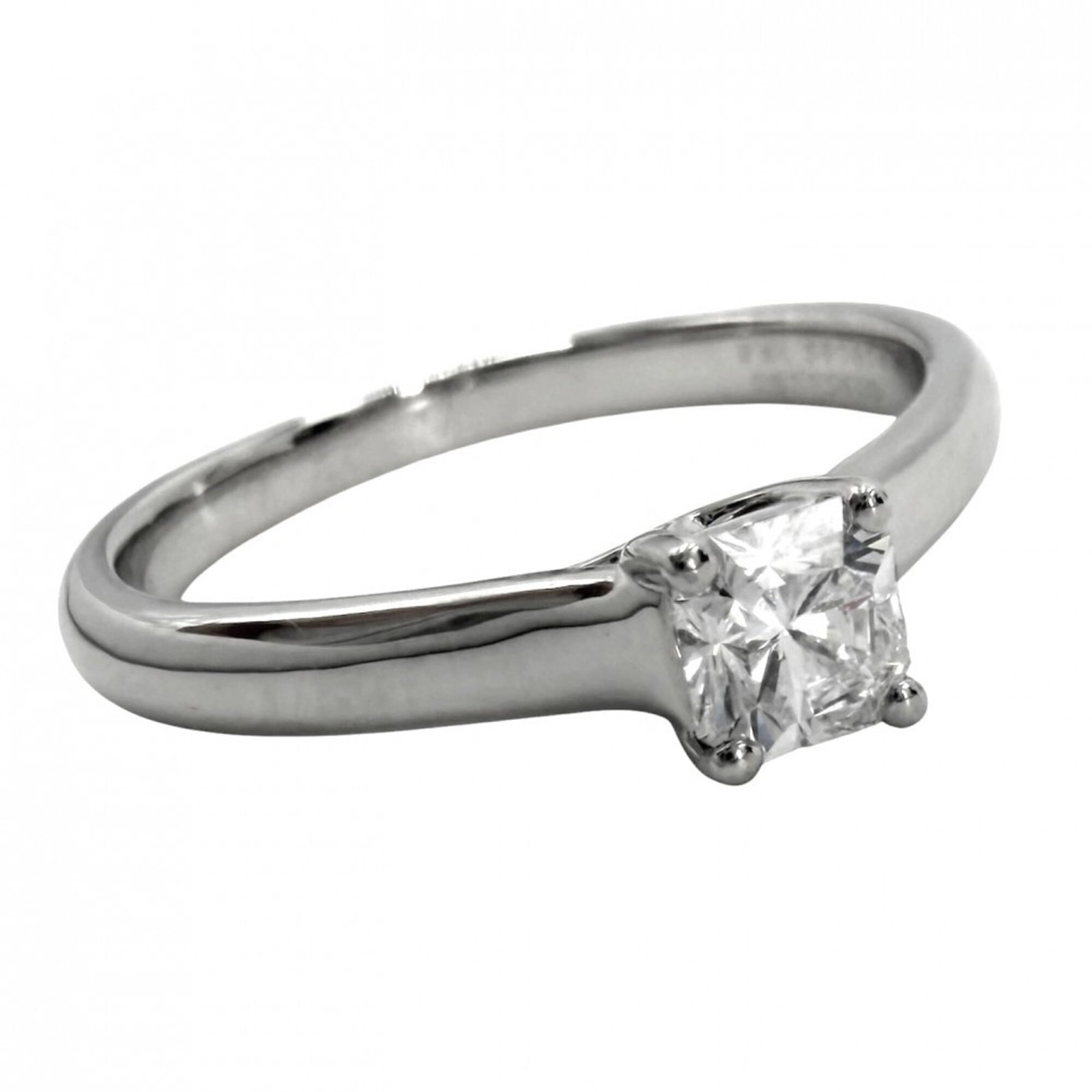 TIFFANY Band Ring Platinum 950: TIFFANY Band Ring Platinum 950 Platinum 950 band ring from Tiffany, featuring a 0.27ct diamond, measures 10.00mm in inner diameter, and is available in size 5. Item Specifics: Brand: Tiffany Type: