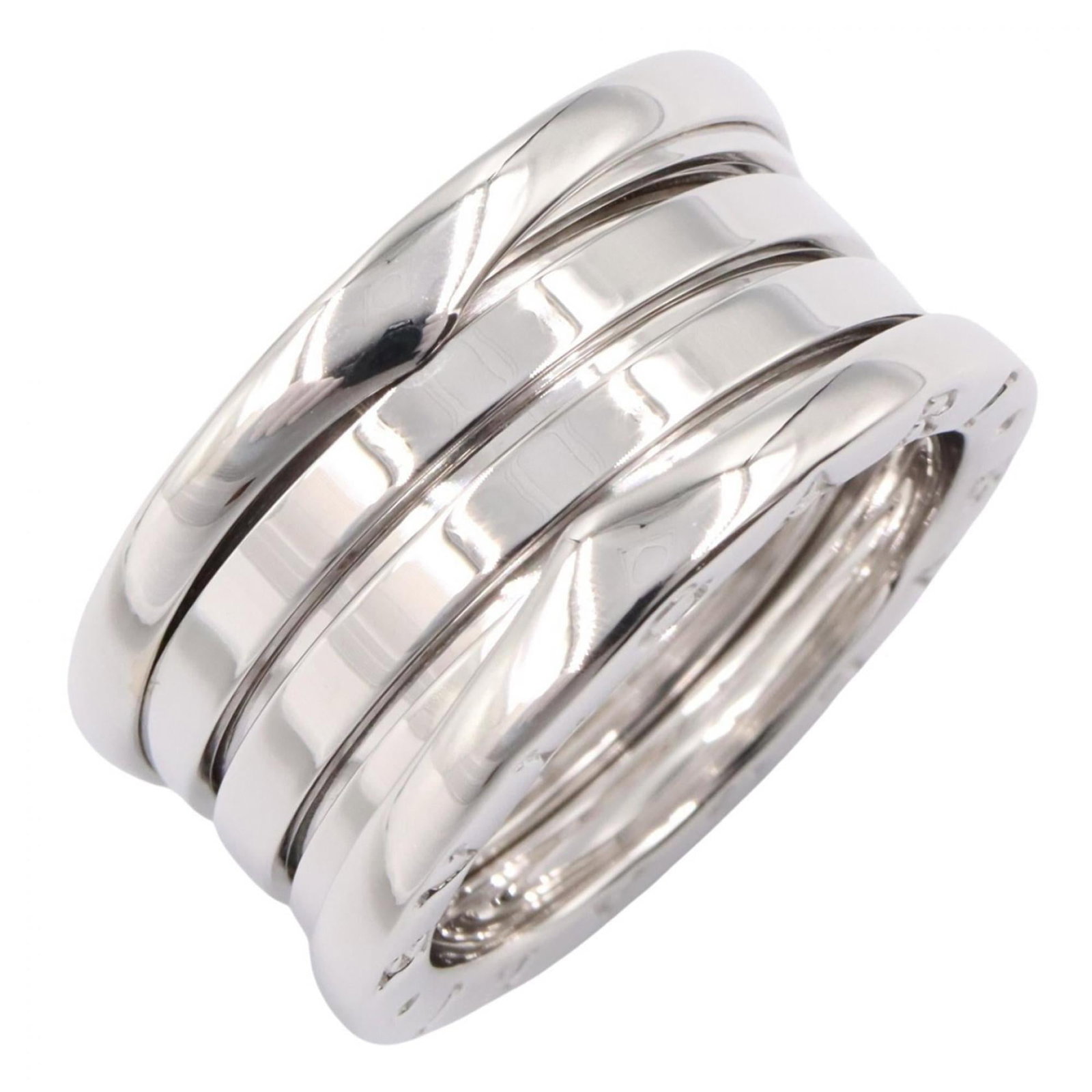 BVLGARI Band Ring White Gold (18K): BVLGARI Band Ring White Gold (18K) Bvlgari Band Ring White Gold (18K) is a sleek and sophisticated ring featuring 18K white gold construction. This men's and women's band ring boasts a classic design