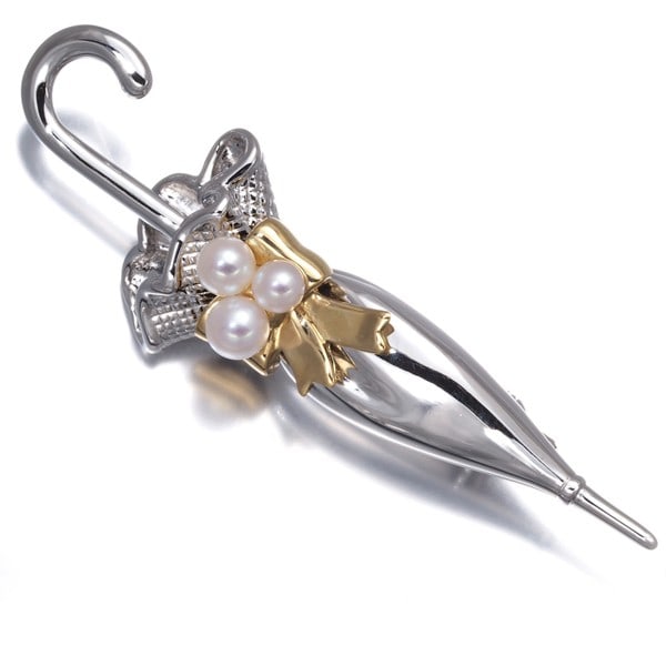 Mikimoto Brooch Akoya Pearl 3.4-4.0Mm Umbrella Silver/18K Yg: Mikimoto Brooch Akoya Pearl 3.4-4.0Mm Umbrella Silver/18K Yg The Mikimoto brooch boasts a stunning 3.4-4.0mm Akoya pearl, set in a sleek silver/18K yellow gold design. This unique piece showcases the