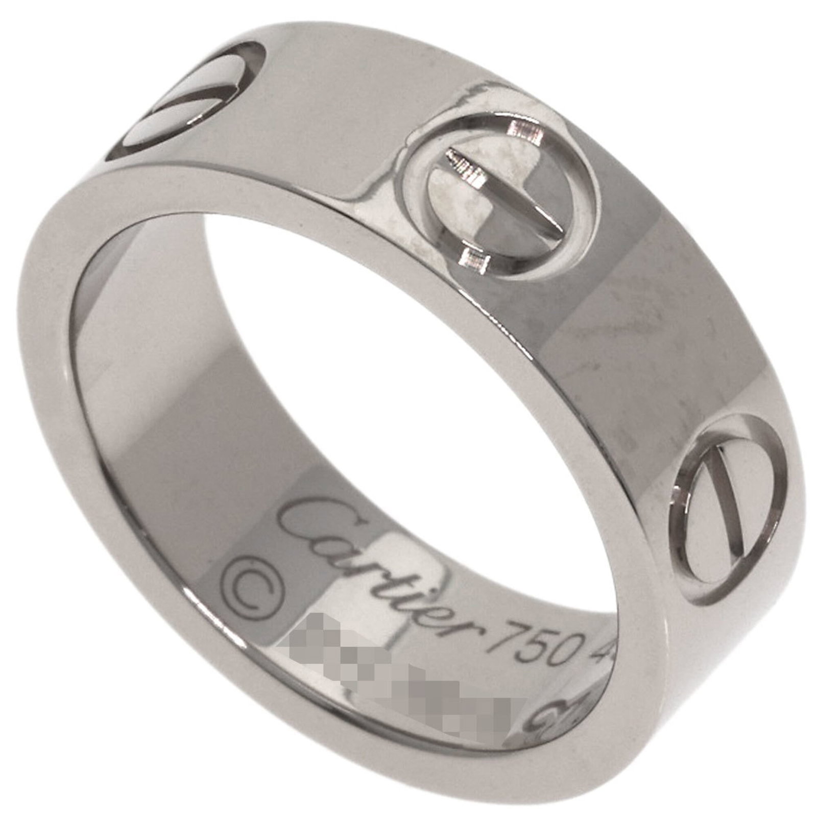 CARTIER Band Ring White Gold (18K): CARTIER Band Ring White Gold (18K) Cartier Band Ring White Gold (18K) is a gently used, 18K white gold band ring in excellent condition, bearing a signature. Minor scratches and light marks are