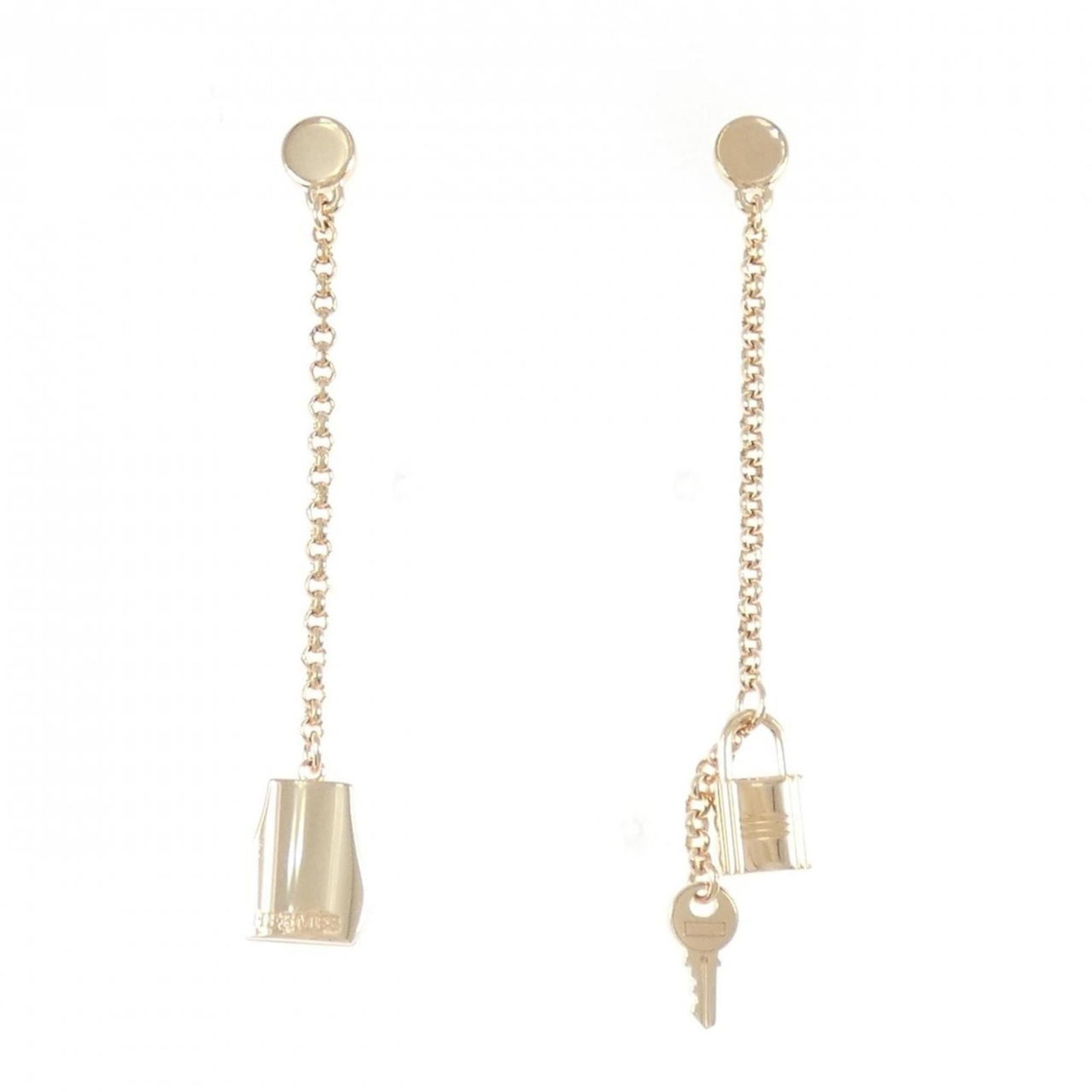 HERMES Chain Earrings Pink Gold (18K): HERMES Chain Earrings Pink Gold (18K) Pink gold (18K) chain earrings from Hermes, featuring a delicate pink gold (18K) chain design. The earrings are made from high-quality pink gold (18K) and are in