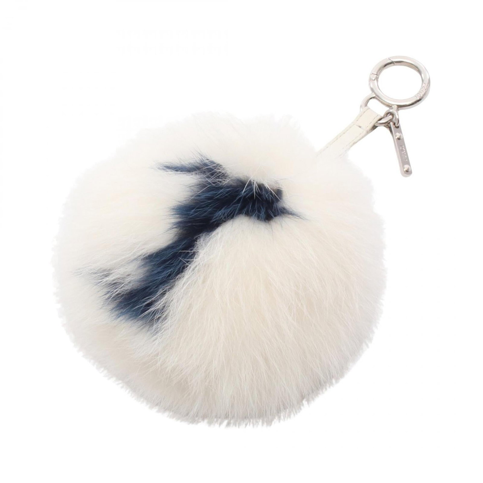 FENDI Handbag Charm Fur Leather: FENDI Handbag Charm Fur Leather Fur and leather blend in this Fendi handbag charm, available in a navy and white color combination. The item features minor signs of wear, including small scratches or