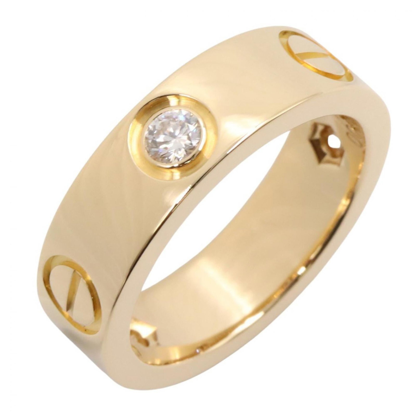 CARTIER Band Ring Yellow Gold (18K): CARTIER Band Ring Yellow Gold (18K) Cartier Band Ring Yellow Gold (18K) is a gently used, very good condition band ring featuring clear diamonds and yellow gold (18K) construction. Small scratches or