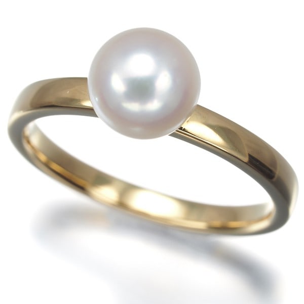 Tasaki Ring Akoya Pearl 6.7Mm Solitaire Us5.25-5.5 18K 750 Yellow Gold: Tasaki Ring Akoya Pearl 6.7Mm Solitaire Us5.25-5.5 18K 750 Yellow Gold 18k yellow gold solitaire setting showcases a 6.7mm Akoya pearl, carefully crafted to highlight its luster. The ring's slender