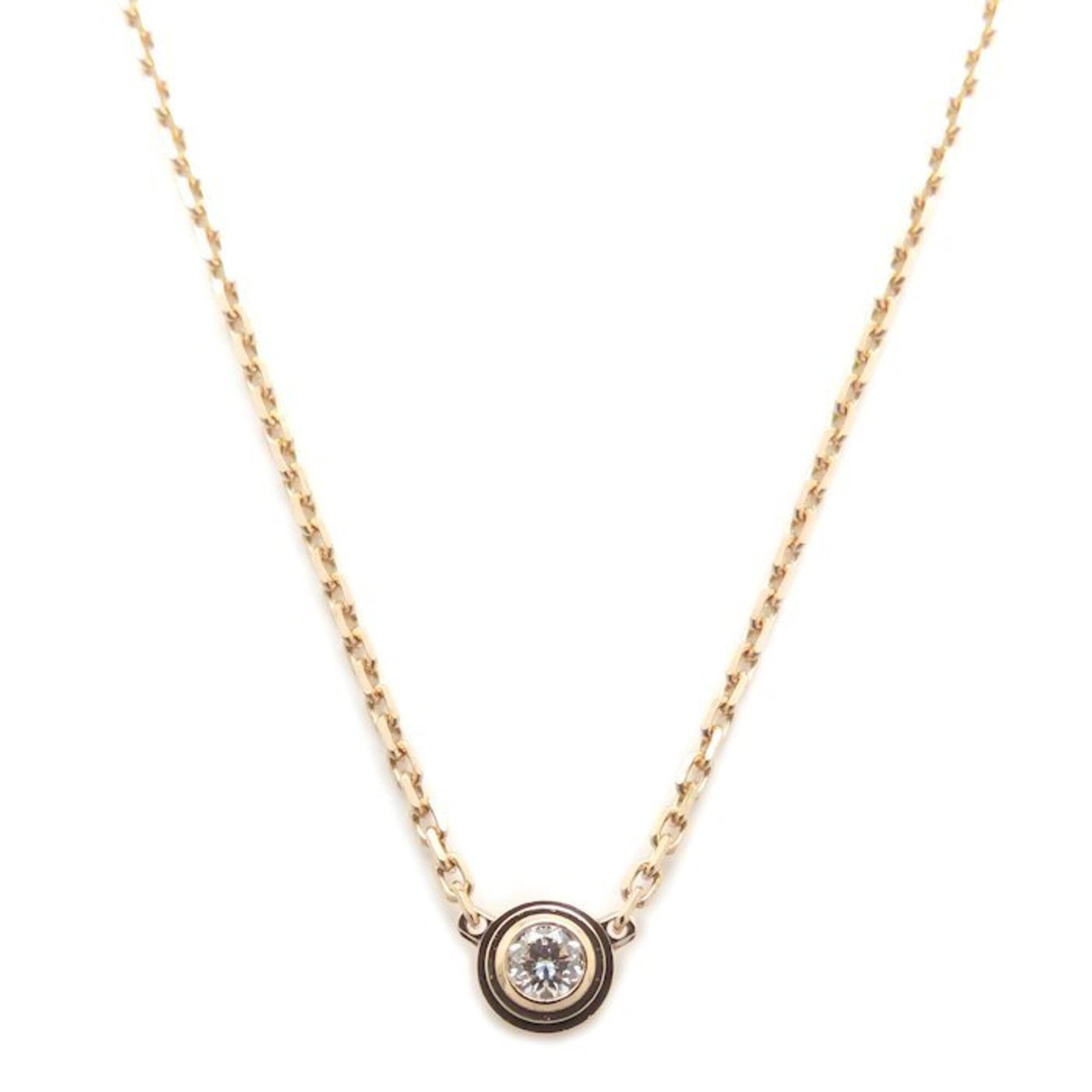 CARTIER Pink Gold (18K): CARTIER Pink Gold (18K) Pink gold (18K) Cartier necklace with a 2.1g diamond, offering a touch of elegance and sophistication. The necklace features a diameter of 3.8mm and a adjustable neck circumfer