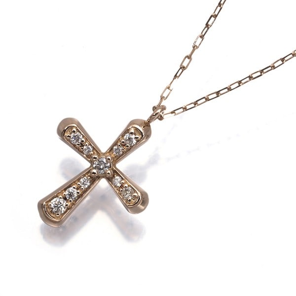 Necklace Diamond Cross 18K 750 Rose Gold: Necklace Diamond Cross 18K 750 Rose Gold 18k Rose Gold Diamond Cross Necklace. This elegant necklace features a natural diamond pendant set in 18k rose gold, with a total length of 36-40cm and a