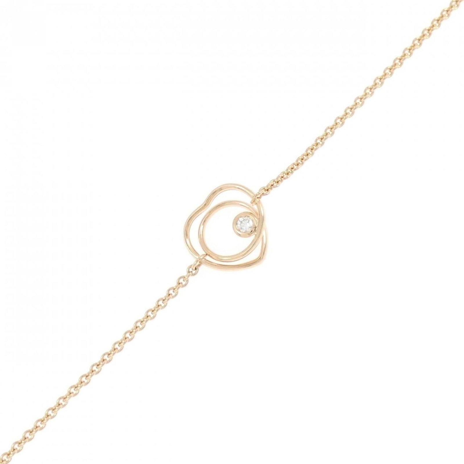 HERMES Charm Bracelet Pink Gold (18K): HERMES Charm Bracelet Pink Gold (18K) Pink gold (18K) charm bracelet from Hermes, featuring a diamond stone, gently used with minor signs of wear. The 17.5cm length offers a stylish and elegant option