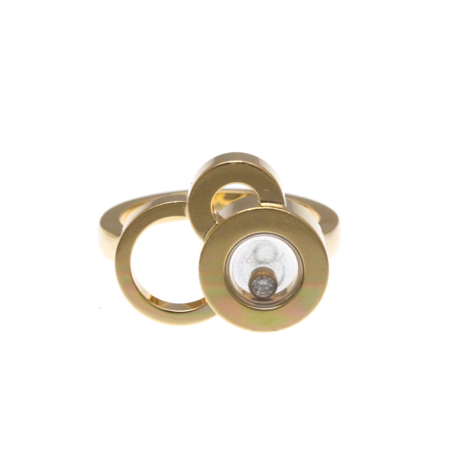 CHOPARD Band Ring Pink Gold (18K): CHOPARD Band Ring Pink Gold (18K) Pink gold 18K band ring from Chopard's Happy Diamond collection, featuring a 14.00mm x 16.50mm diamond stone. This 5 US size ring boasts a stylish design with visible