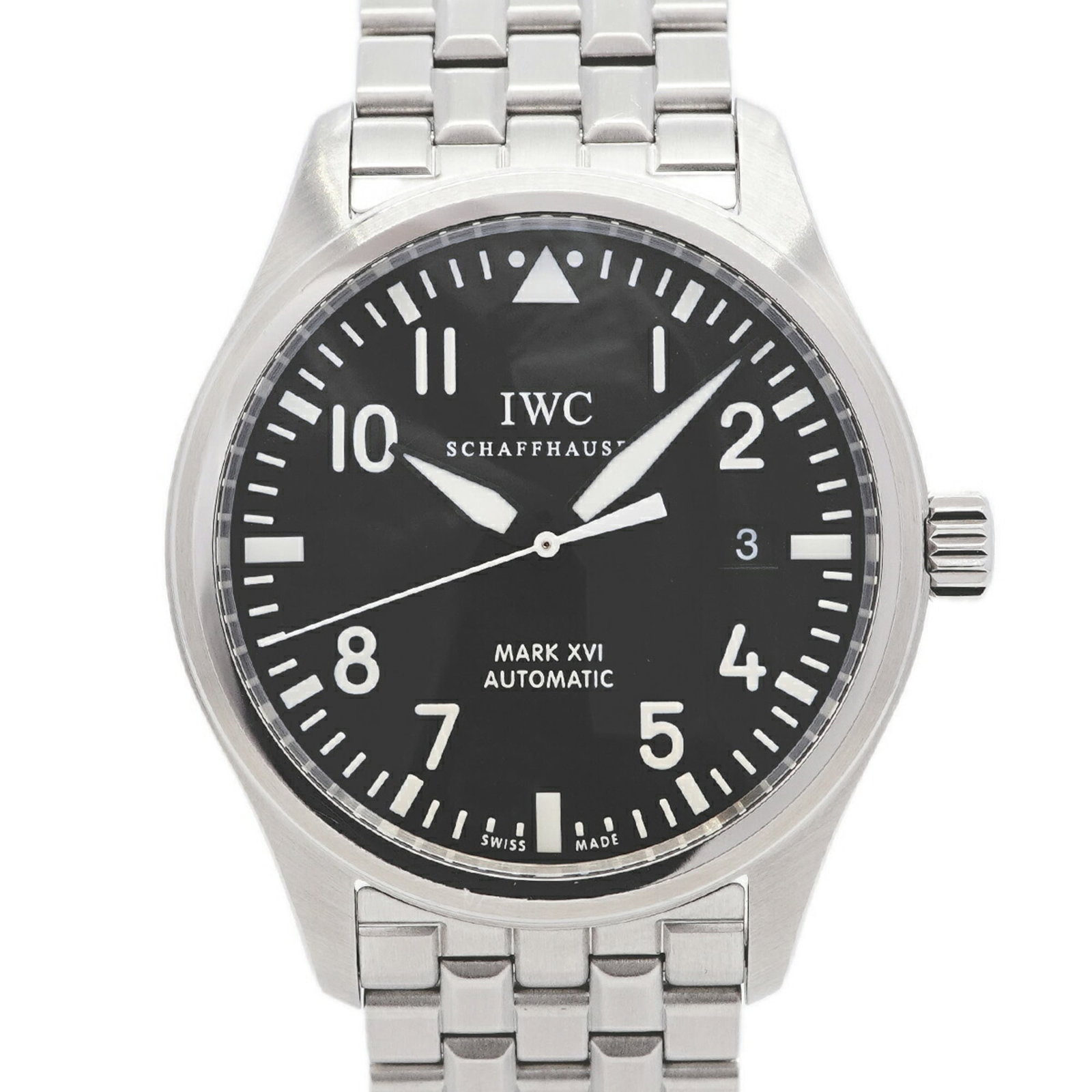 IWC Wristwatch Stainless Steel: IWC Wristwatch Stainless Steel Stainless steel band and black dial make for a sleek and timeless design, while the self-winding automatic movement ensures reliable timekeeping. This 39mm IWC wristwatc