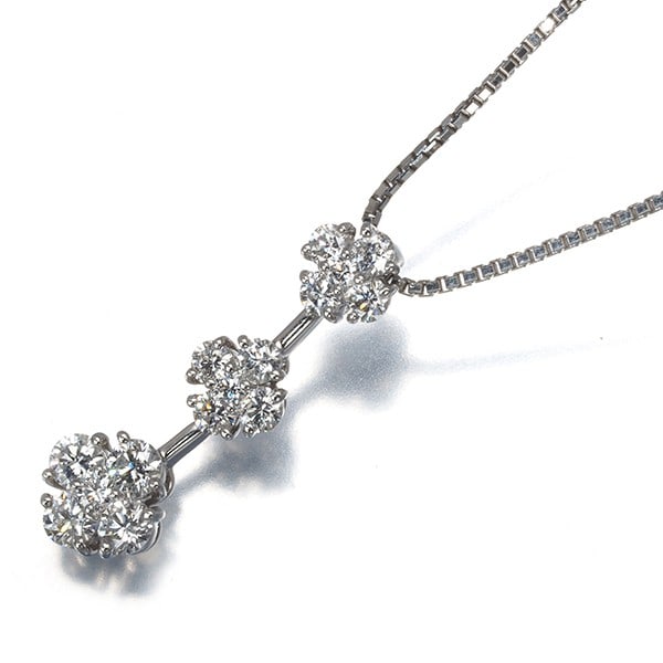 Monnickendam Necklace Diamond 0.67Ct Flower Station Drop Pt 900/Pt 850 (1 of 4)
