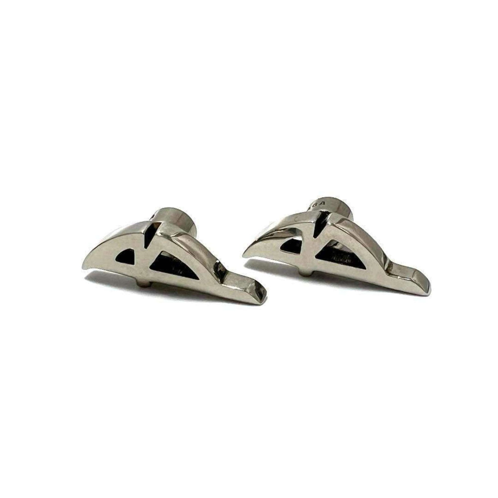 BALENCIAGA Stud Earrings Metal: BALENCIAGA Stud Earrings Metal Stud earrings from Balenciaga, crafted from metal and available in silver. The item comes with a box, manual, and dust bag, and is in like new condition with only the