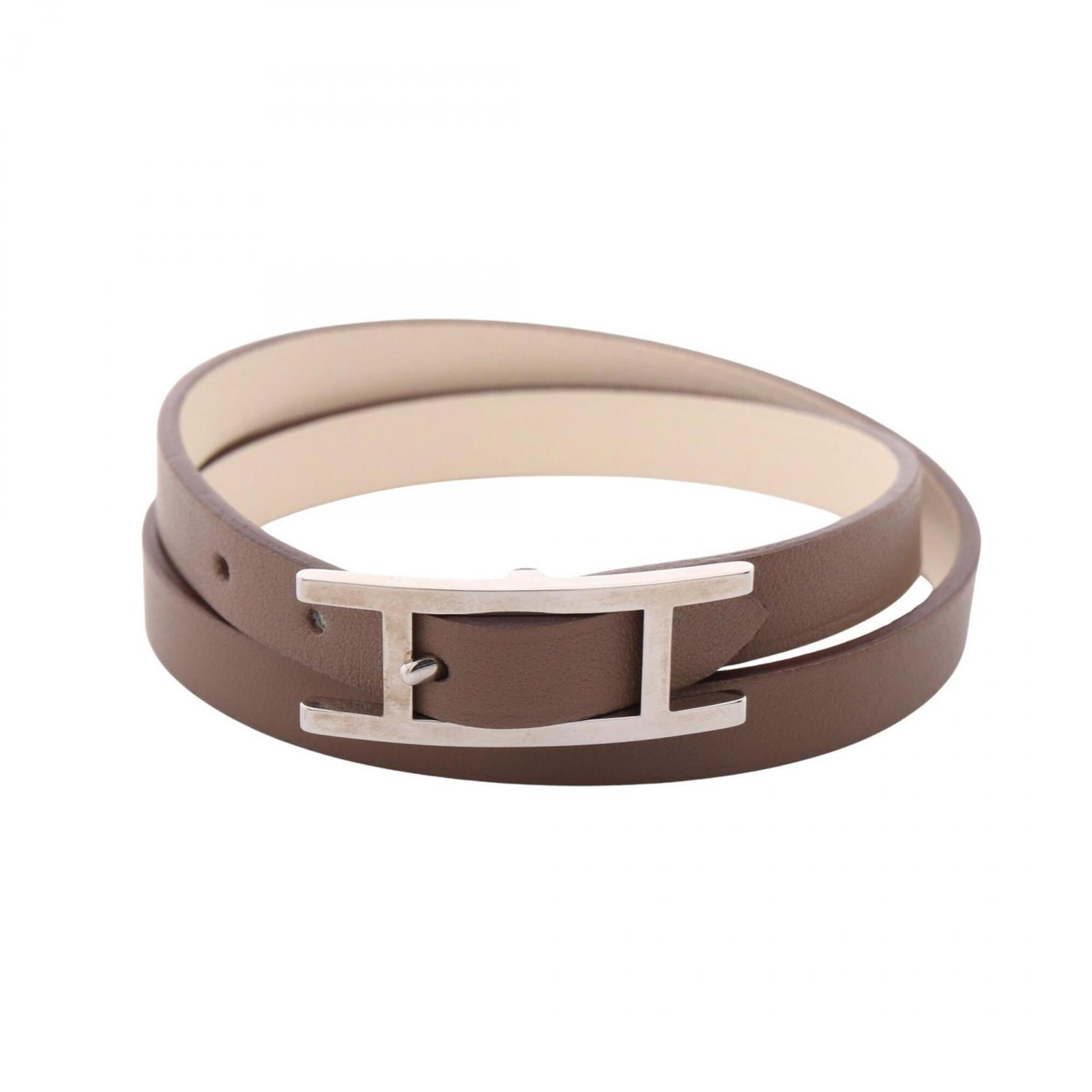 HERMES Charm Bracelet Leather: HERMES Charm Bracelet Leather Gently used Hermes charm bracelet in a beautiful gray leather, measuring 17.5cm in length. The bracelet features minor signs of wear, including small scratches and light