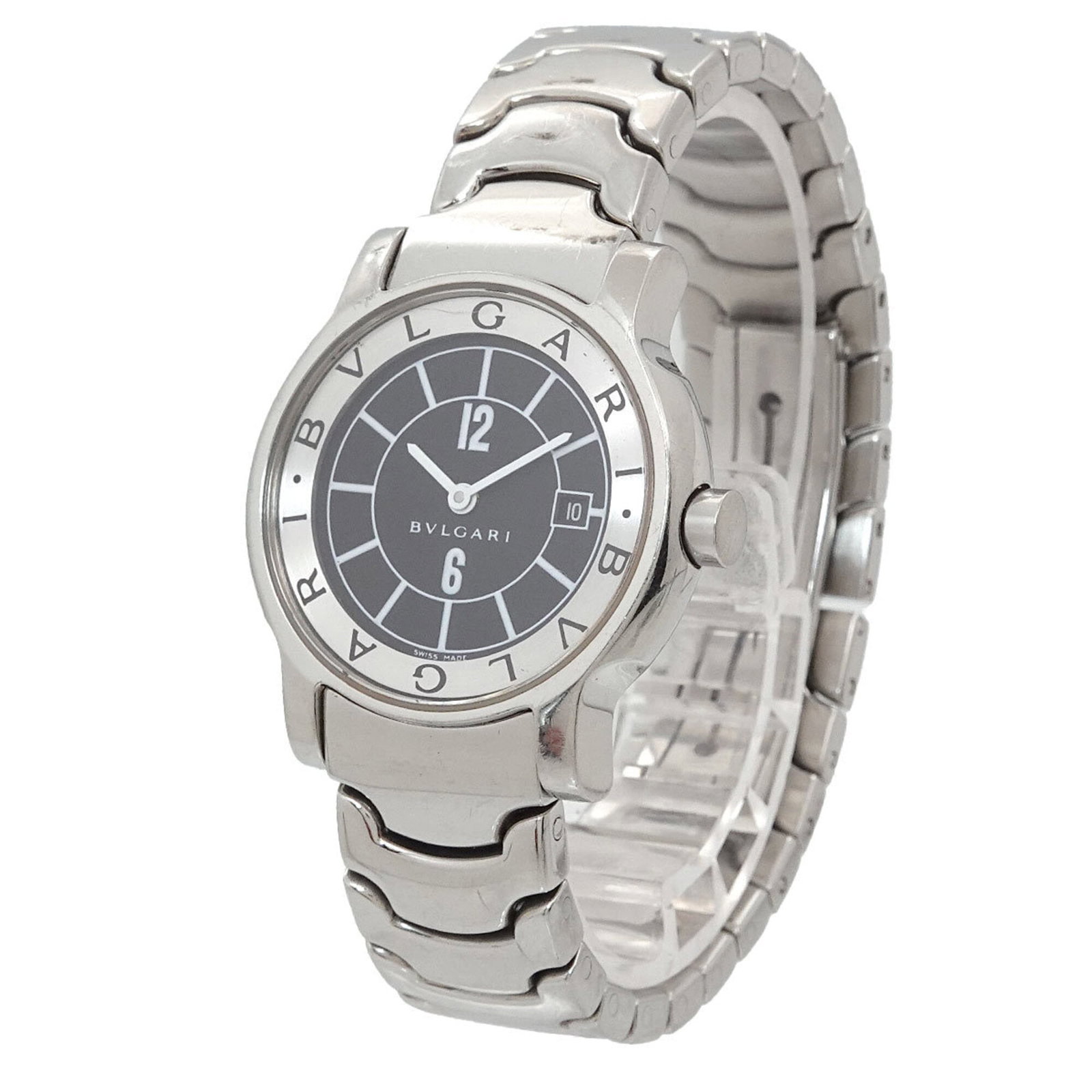 BVLGARI Wristwatch Stainless Steel: BVLGARI Wristwatch Stainless Steel Stainless steel BVLGARI wristwatch with a sleek black dial and a durable 29mm case, perfect for everyday wear. This gently used quartz watch features a stainless ste