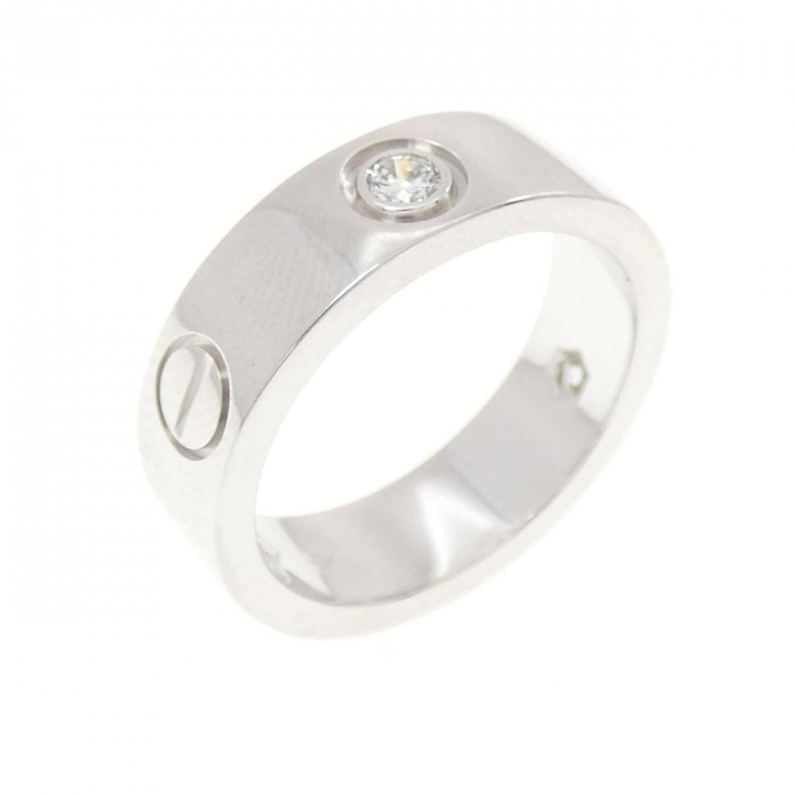 CARTIER Band Ring White Gold (18K): CARTIER Band Ring White Gold (18K) Cartier Band Ring White Gold (18K) - A stunning 18K white gold band ring featuring a diamond, this gently used piece boasts a sleek design and elegant style. The
