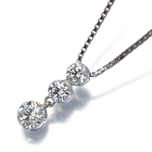 Diamond 1.00Ct 3P Necklace 900 850 Platinum (1 of 4)