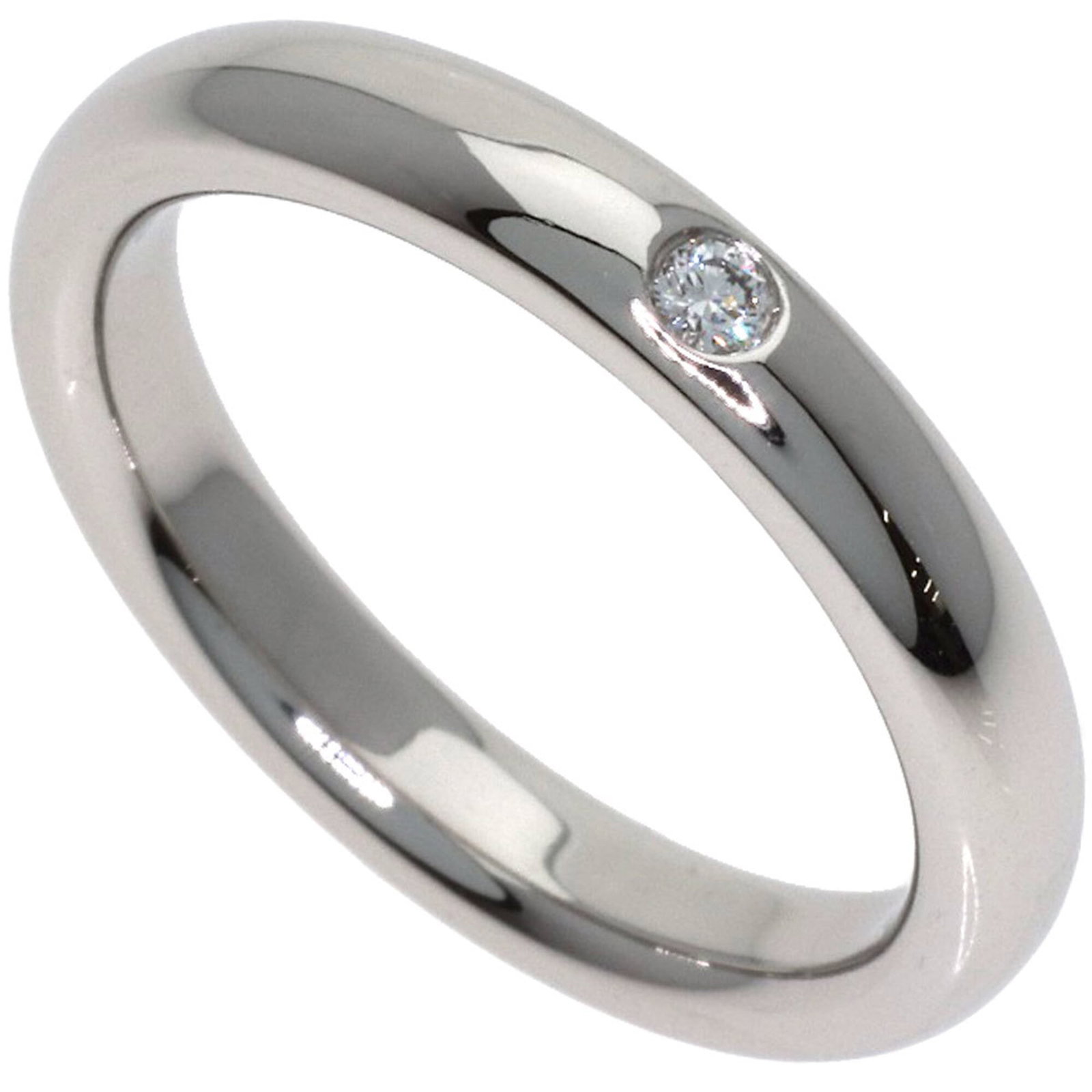 TIFFANY Band Ring Platinum 950: TIFFANY Band Ring Platinum 950 Platinum 950 Tiffany band ring features a diamond stone, setting the standard for luxury jewelry. Gently used with minor signs of wear, this item showcases a Very Good