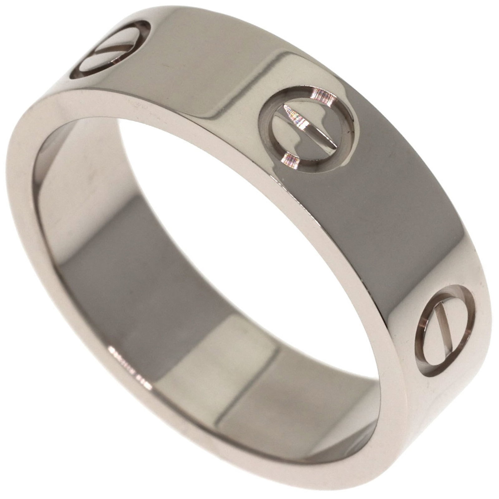 CARTIER Band Ring: CARTIER Band Ring Cartier Band Ring, a stunning 18K white gold piece, boasts a sleek design with a band width of 5.9mm. Gently used with minor signs of wear, this ring features a very good condition