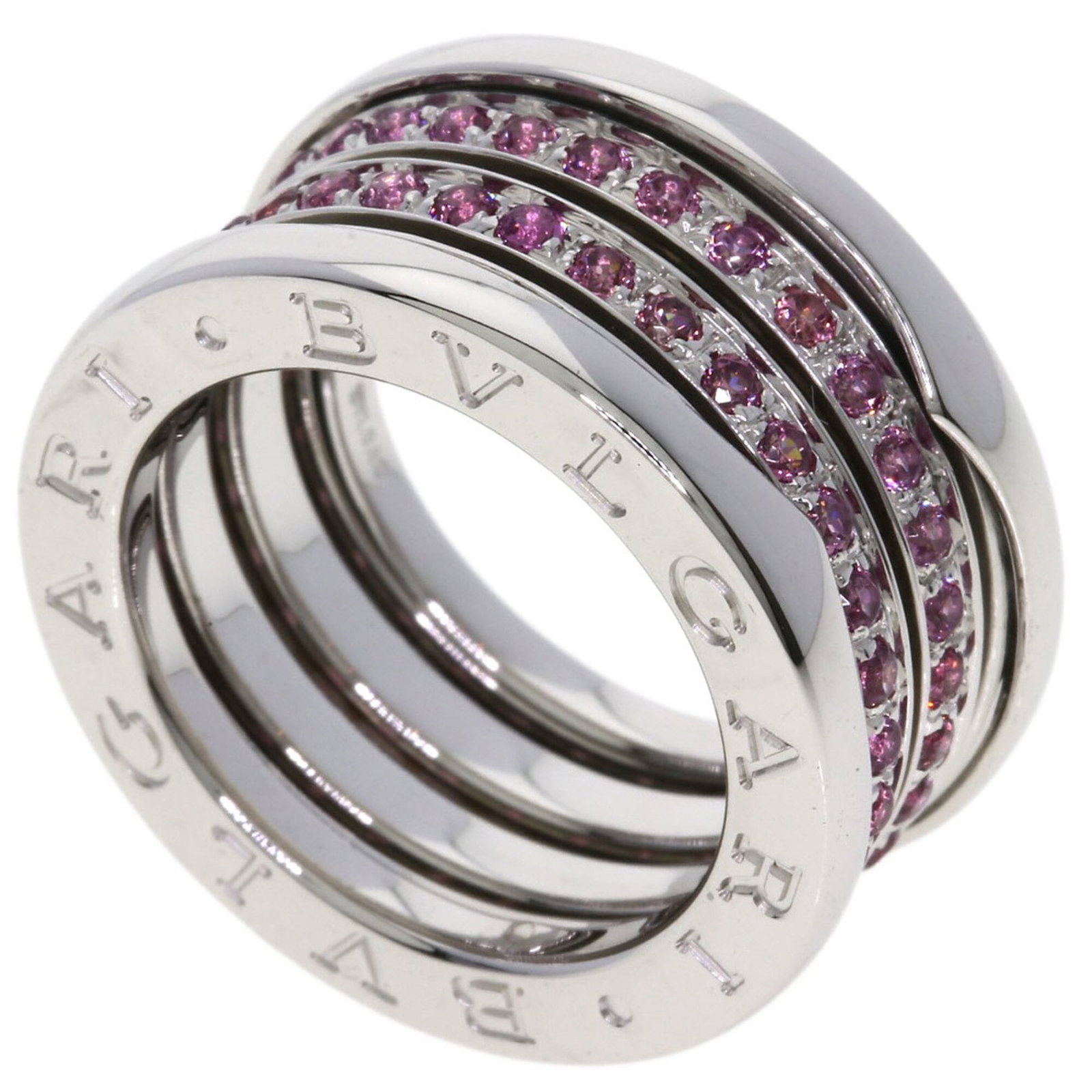 BVLGARI Band Ring White Gold (18K): BVLGARI Band Ring White Gold (18K) Bvlgari's iconic band ring in white gold (18K) adds a touch of elegance to any outfit. This gently used piece features minor signs of wear, including small